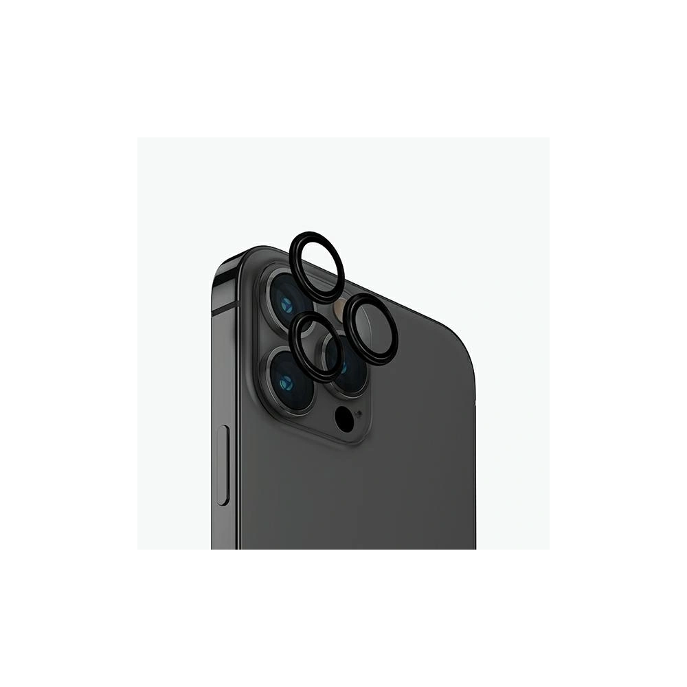 Szkło na obiektyw aparatu UNIQ Optix Aluminium Camera Lens Protector Apple iPhone 15 Pro Max midnight black