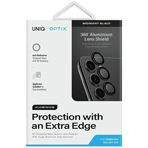Kup Glas für das Objektiv der UNIQ Optix Aluminium Kamera Linse Schutz Samsung Galaxy S24 Mitternachts schwarz - UNIQ1127 - {ean13} - Sklep Home Screen