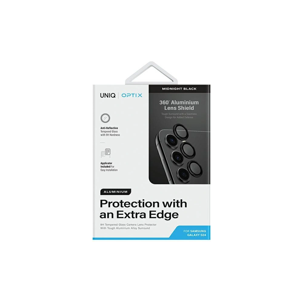 Szkło na obiektyw aparatu UNIQ Optix Aluminium Camera Lens Protector Samsung Galaxy S24 midnight black