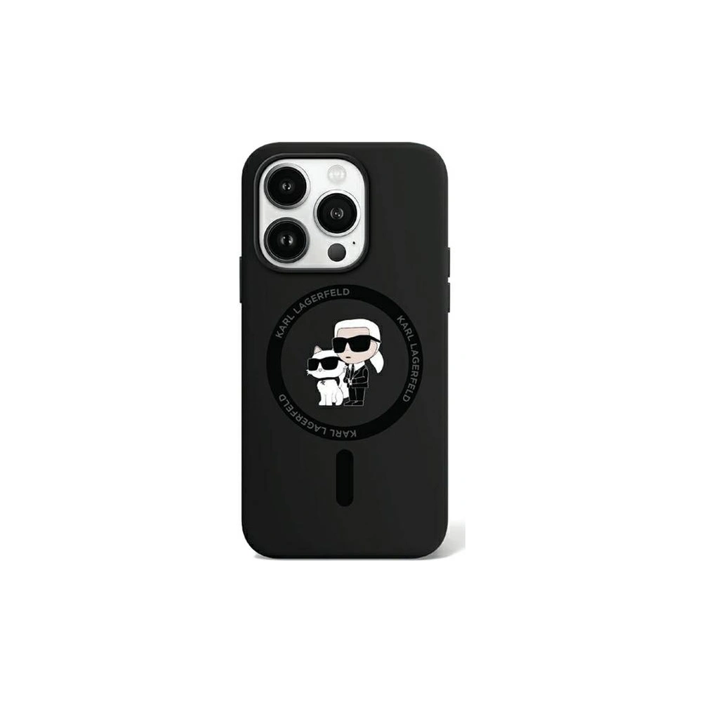 Etui Karl Lagerfeld KLHMP15XSCMKCRHK Apple iPhone 15 Pro Max hardcase Silicone Karl & Choupette Ring MagSafe czarny/black