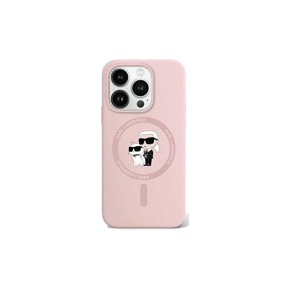 Etui Karl Lagerfeld KLHMP15XSCMKCRHP Apple iPhone 15 Pro Max hardcase Silicone Karl & Choupette Ring MagSafe różowy/pink