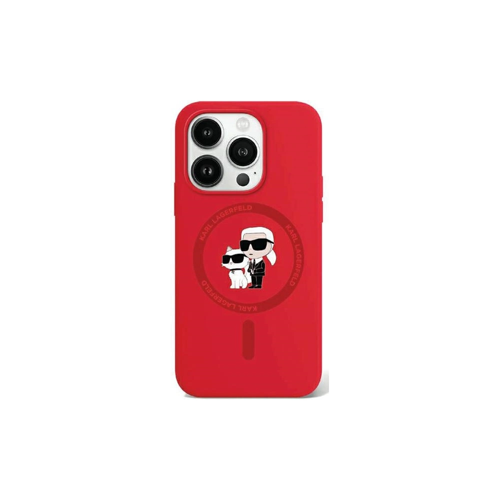 Etui Karl Lagerfeld KLHMP15XSCMKCRHR Apple iPhone 15 Pro Max hardcase Silicone Karl & Choupette Ring MagSafe czerwony/red