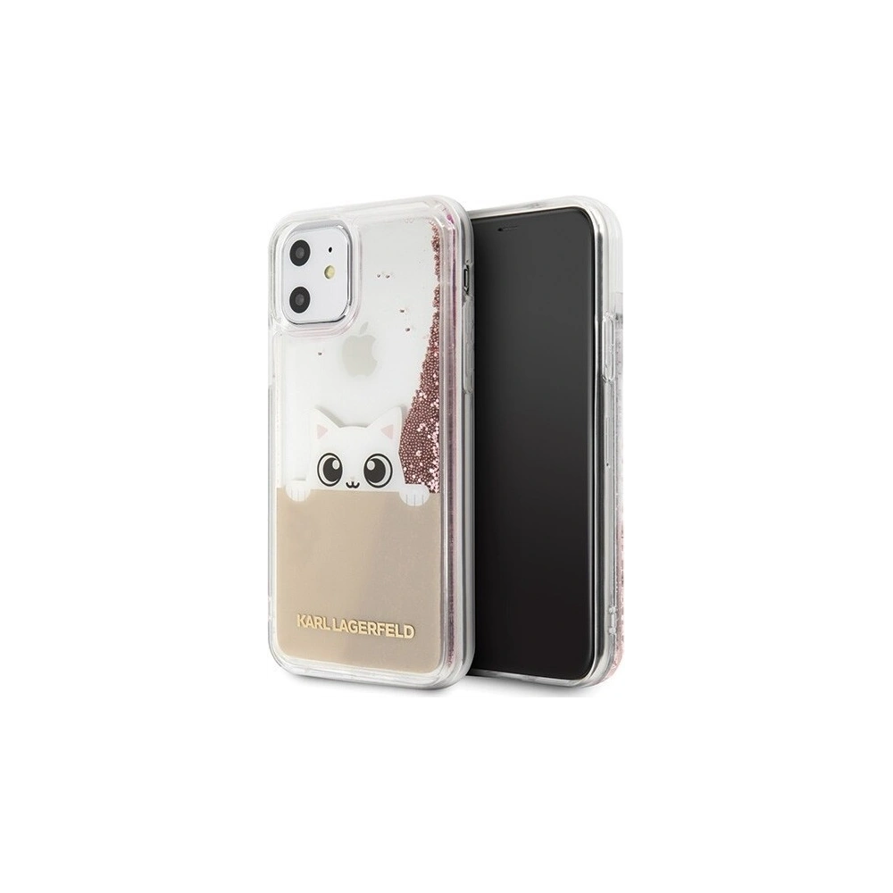 Karl Lagerfeld KLHCN61PABGNU iPhone 11 różowo-złoty/pink gold hard case Liquid Glitter
