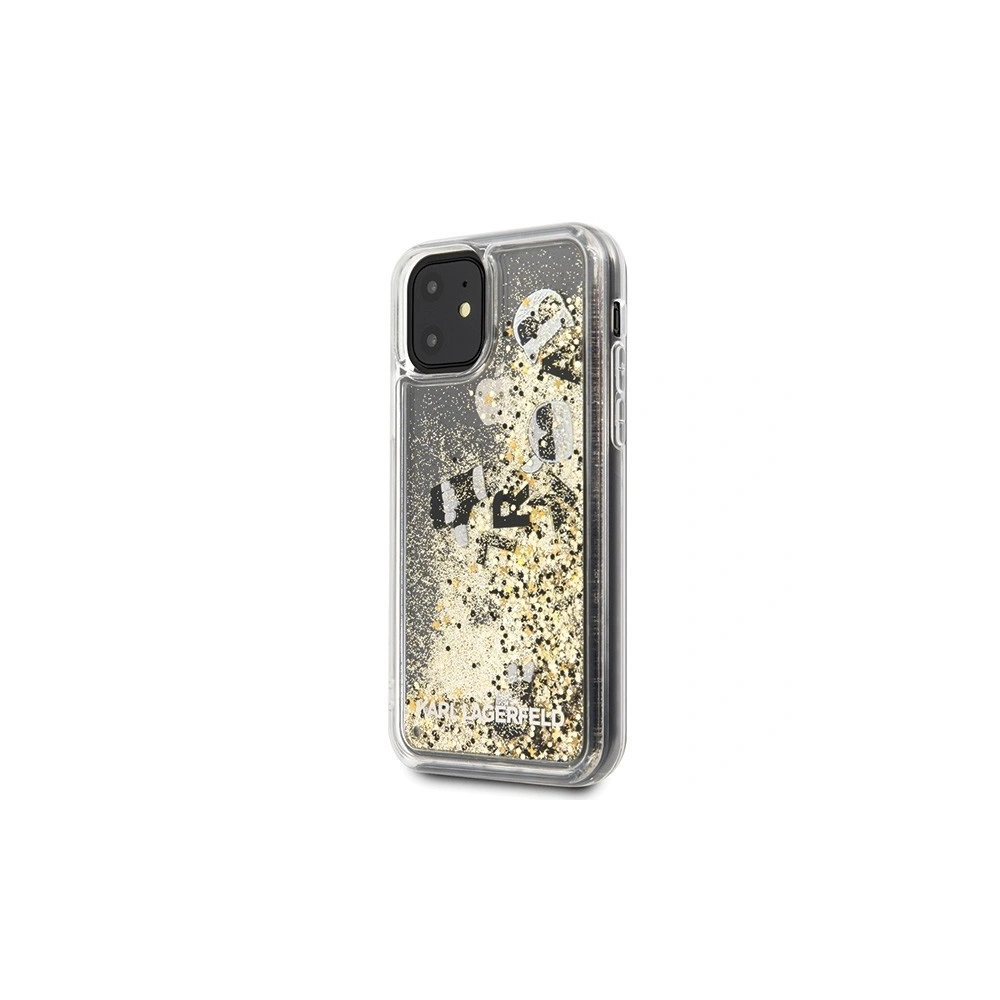Karl Lagerfeld KLHCN61ROGO iPhone 11 czarno-złoty/black & gold hard case Glitter