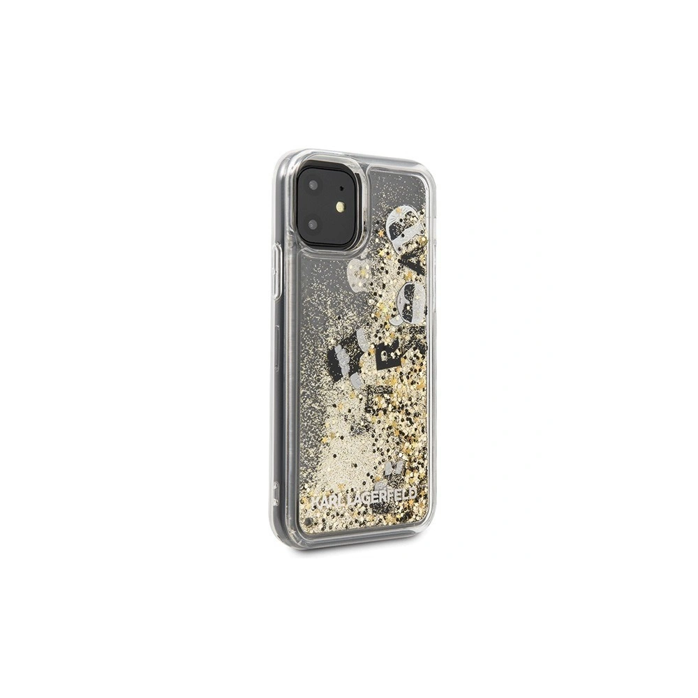 Karl Lagerfeld KLHCN61ROGO iPhone 11 czarno-złoty/black & gold hard case Glitter