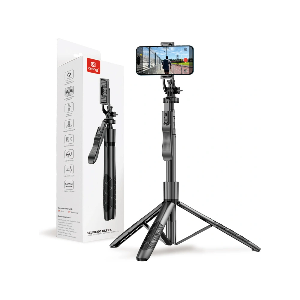 Selfie stick Crong SelfieGo Ultra Bluetooth tripod (czarny)