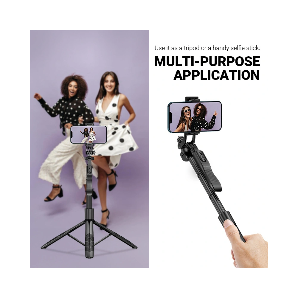 Selfie stick Crong SelfieGo Ultra Bluetooth tripod (czarny)