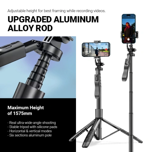 Kup Selfie stick Crong SelfieGo Ultra Bluetooth tripod (czarny) - CRG727 - {ean13} - Sklep Home Screen
