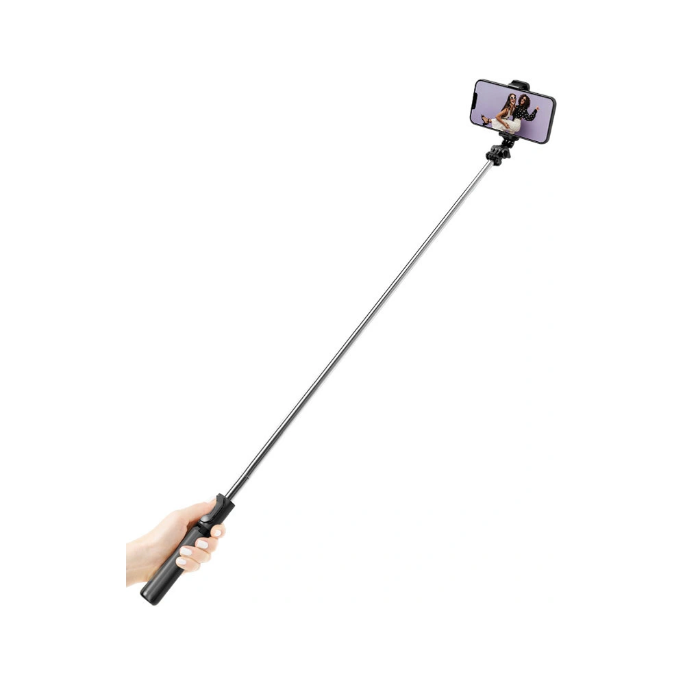Selfie stick Crong SelfieGo Lite Bluetooth tripod (czarny)