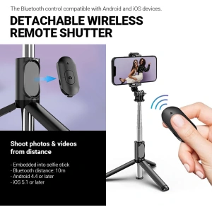 Kup Selfie stick Crong SelfieGo Lite Bluetooth tripod (czarny) - CRG728 - {ean13} - Sklep Home Screen