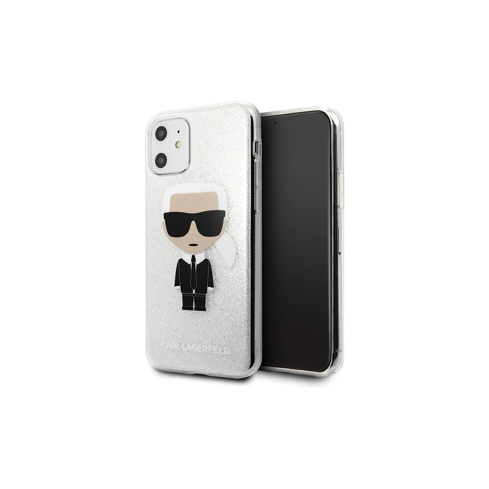 Karl Lagerfeld KLHCN61TPUTRIKSL iPhone 11 srebrny/silver Glitter Ikonik Karl
