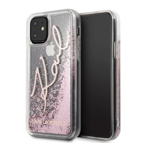 Kup Karl Lagerfeld KLHCN61TRKSRG iPhone 11 roz pink-aurie/rose gold Glitter Signature - KLD161RS - {ean13} - Sklep Home Screen