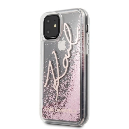 Kup Karl Lagerfeld KLHCN61TRKSRG iPhone 11 roz pink-aurie/rose gold Glitter Signature - KLD161RS - {ean13} - Sklep Home Screen