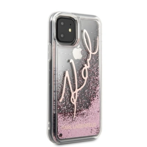 Kup Karl Lagerfeld KLHCN61TRKSRG iPhone 11 roz pink-aurie/rose gold Glitter Signature - KLD161RS - {ean13} - Sklep Home Screen