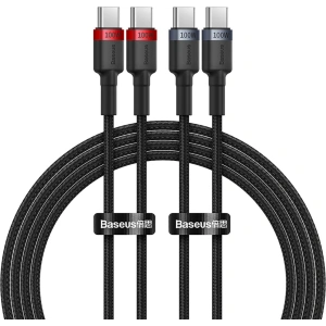Buy Baseus Cafule cable USB-C / USB-C 100W 1m [2 PACK] - BSU4887 - {ean13} - Home Screen Store Europe