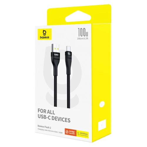 Kup Kabel Baseus Flash 2 USB-A / USB-C 100W 2m černý - BSU4888 - {ean13} - Sklep Home Screen