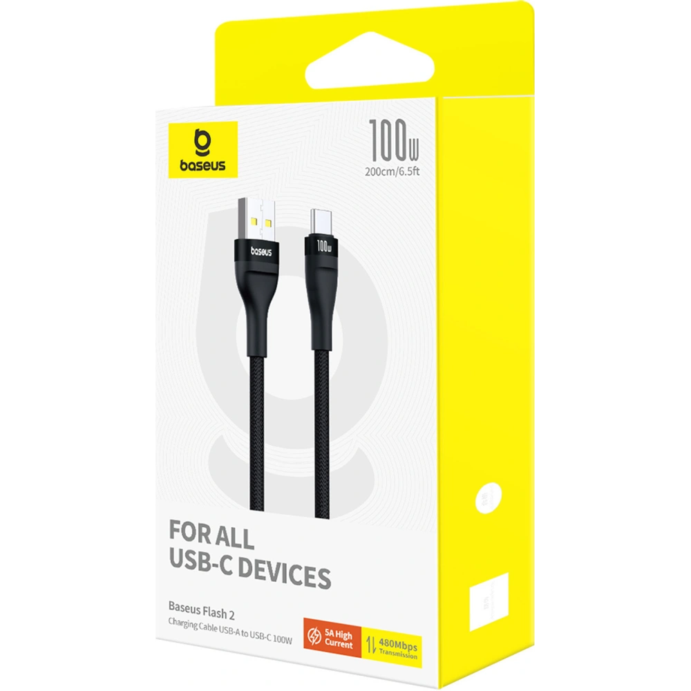 Kabel Baseus Flash 2 USB-A / USB-C 100W 2m czarny