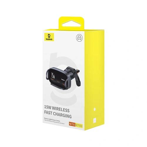 Kup Auto-Handyhalterung für Lüftungsgitter mit induktiver Ladestation Baseus LightChaser BS-CM029 15W schwarz - BSU4889 - {ean13} - Sklep Home Screen
