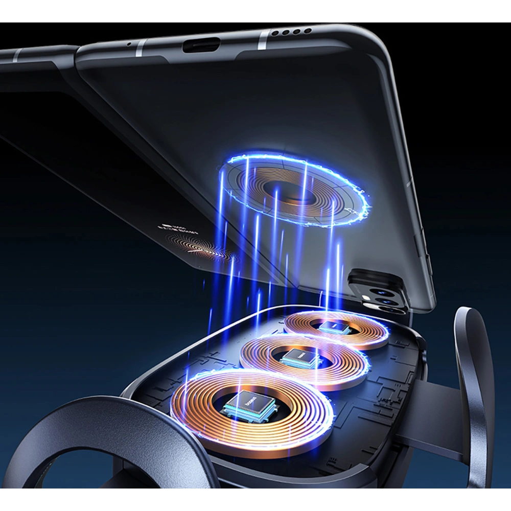 Uchwyt samochodowy do kratki z ładowarką indukcyjną Baseus LightChaser BS-CM029 15W czarny