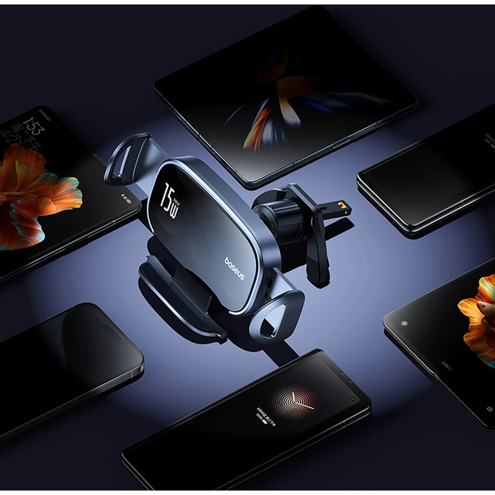 Uchwyt samochodowy do kratki z ładowarką indukcyjną Baseus LightChaser BS-CM029 15W czarny