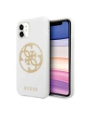 Etui Guess GUHCN61TPUWHGLG Apple iPhone 11 bílá/white tvrdý obal Glitter 4G Circle Logo