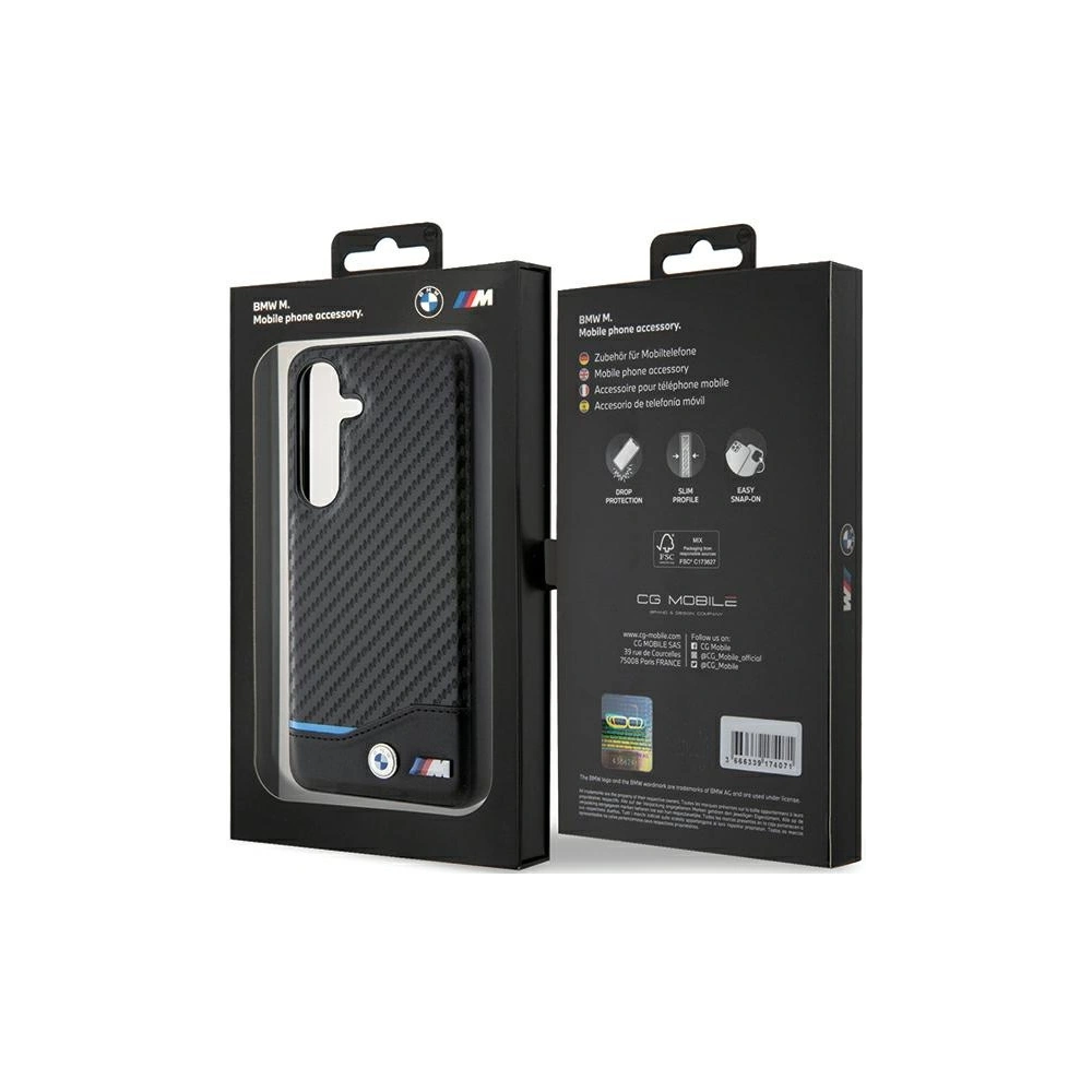 Etui BMW BMHCSA5522NBCK Samsung Galaxy A55 Leather Carbon czarny/black