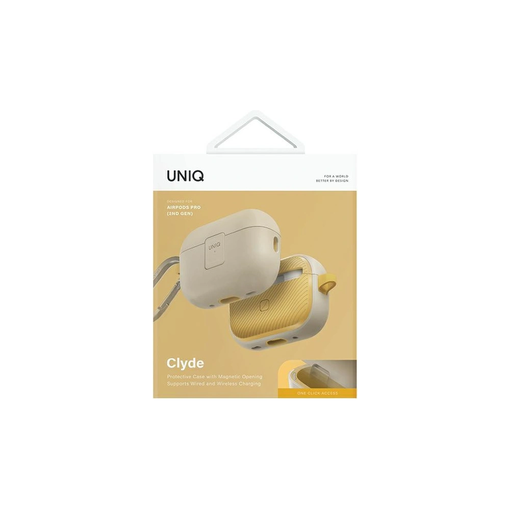 Etui UNIQ Clyde Lock Case Apple AirPods 1 / 2 beżowo-żółty/ivory-canary yellow