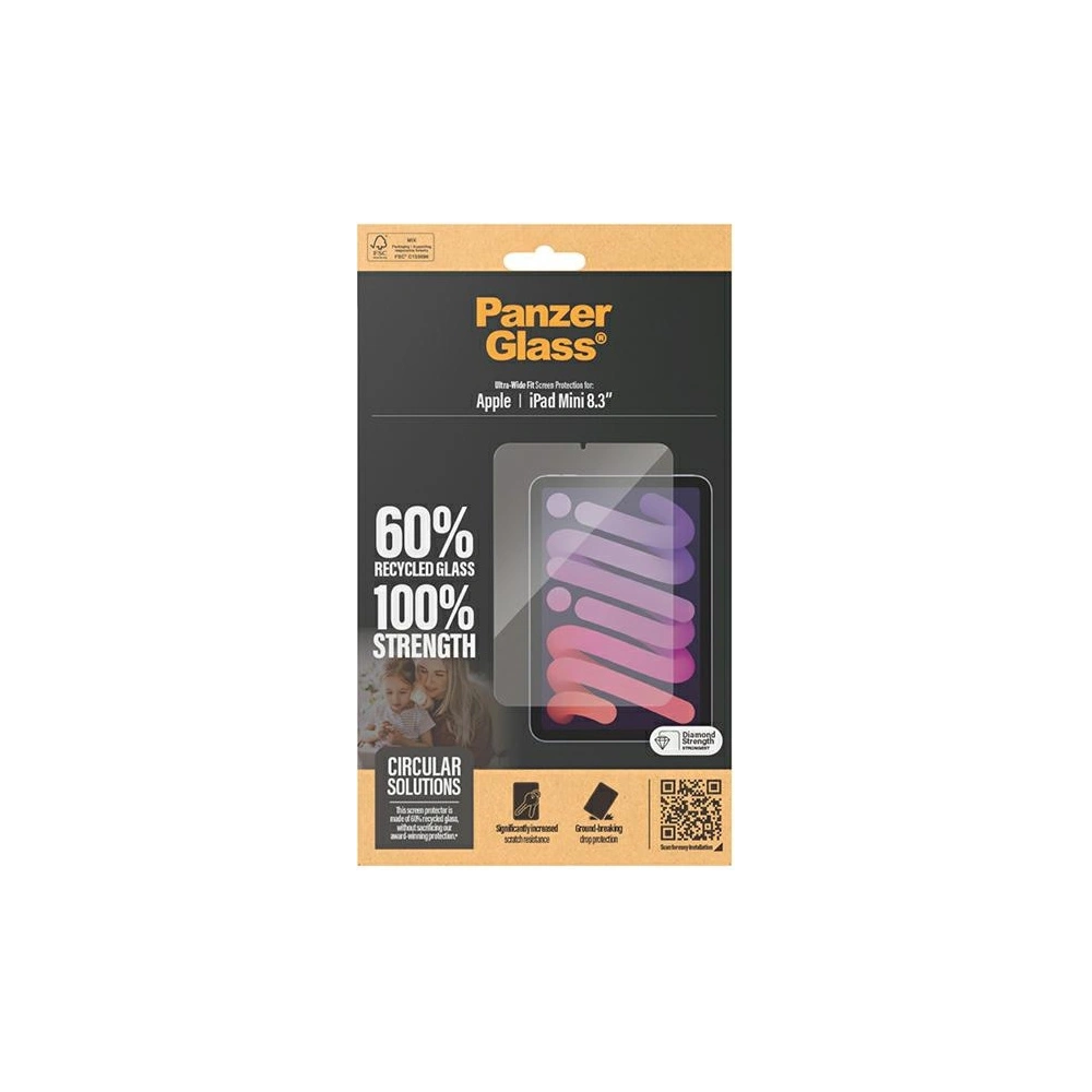 Szkło hartowane PanzerGlass Ultra-Wide Fit Apple iPad mini 8.3" 2021 (6. generacji) / iPad mini 8.3" 2024 (7. generacji) Screen Protection