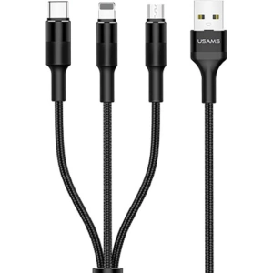 Kup Kabel 3w1 USAMS U5 US-SJ219 USB-A / Lightning / microUSB / USB-C 1,5m 2A černý/black - USA1104 - {ean13} - Sklep Home Screen