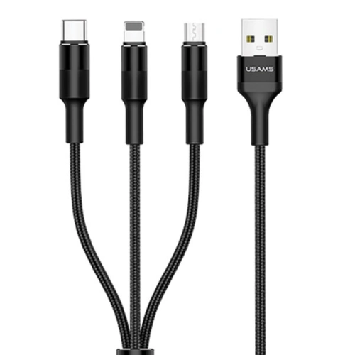 Kup Kabel 3w1 USAMS U5 US-SJ219 USB-A / Lightning / microUSB / USB-C 1,5m 2A černý/black - USA1104 - {ean13} - Sklep Home Screen