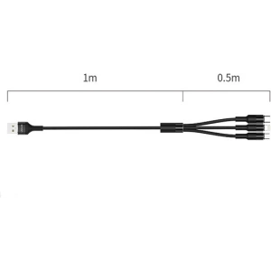 Kup Kábel 3w1 USAMS U5 US-SJ219 USB-A / Lightning / microUSB / USB-C 1,5m 2A fekete/black - USA1104 - {ean13} - Sklep Home Screen