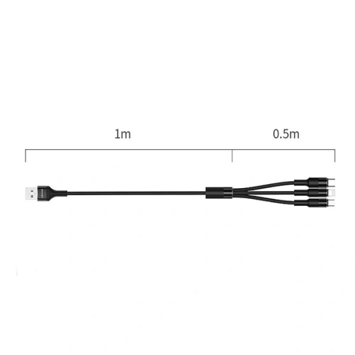 Kup Kabel 3in1 USAMS U5 US-SJ219 USB-A / Lightning / microUSB / USB-C 1,5m 2A schwarz/black - USA1104 - {ean13} - Sklep Home Screen