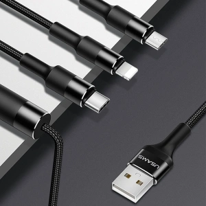 Kup Kabel 3w1 USAMS U5 US-SJ219 USB-A / Lightning / microUSB / USB-C 1,5m 2A czarny/black - USA1104 - {ean13} - Sklep Home Screen