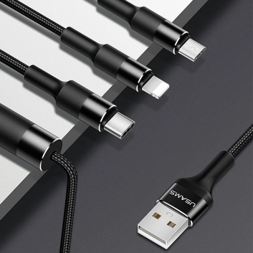 Kup Kabel 3in1 USAMS U5 US-SJ219 USB-A / Lightning / microUSB / USB-C 1,5m 2A schwarz/black - USA1104 - {ean13} - Sklep Home Screen