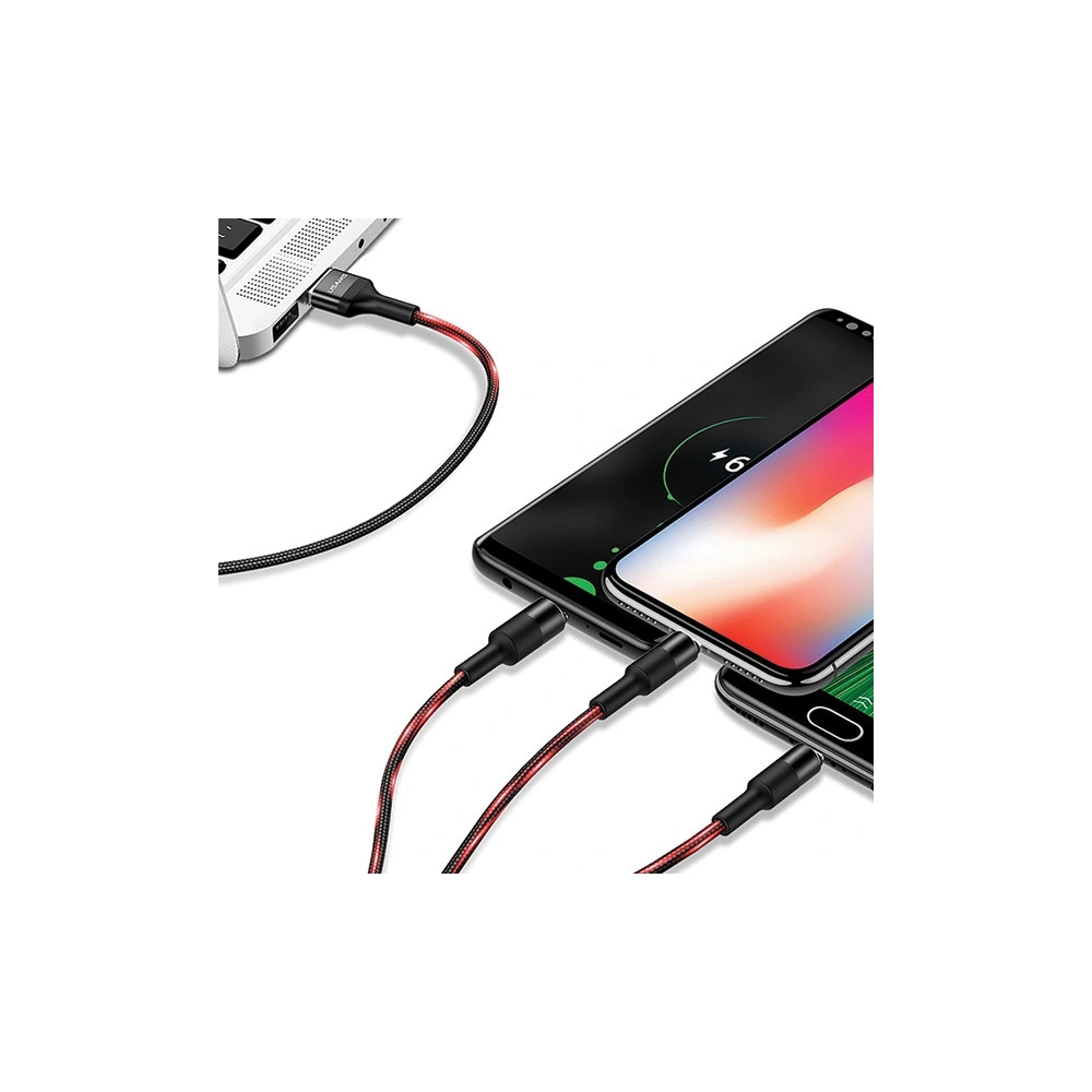 Kabel 3w1 USAMS U5 US-SJ219 USB-A / Lightning / microUSB / USB-C 1,5m 2A czarny/black