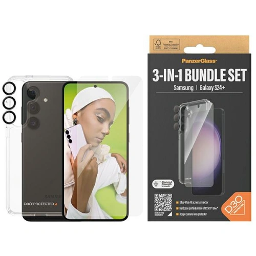 Kup Zestaw PanzerGlass Bundle 3in1 Samsung Galaxy S24+ Plus Hardcase + Képernyővédő + Kamera Lencse - PZG623 - {ean13} - Sklep Home Screen