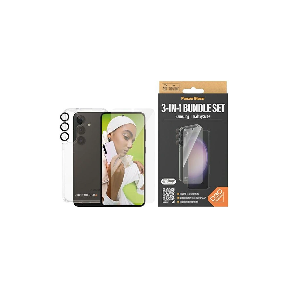 Zestaw PanzerGlass Bundle 3in1 Samsung Galaxy S24+ Plus Hardcase + Screen Protector + Camera Lens