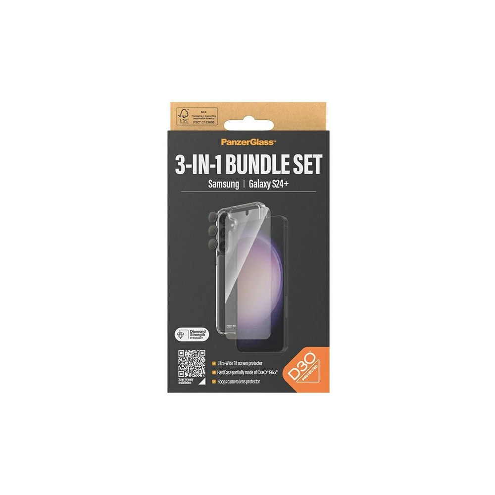 Zestaw PanzerGlass Bundle 3in1 Samsung Galaxy S24+ Plus Hardcase + Screen Protector + Camera Lens