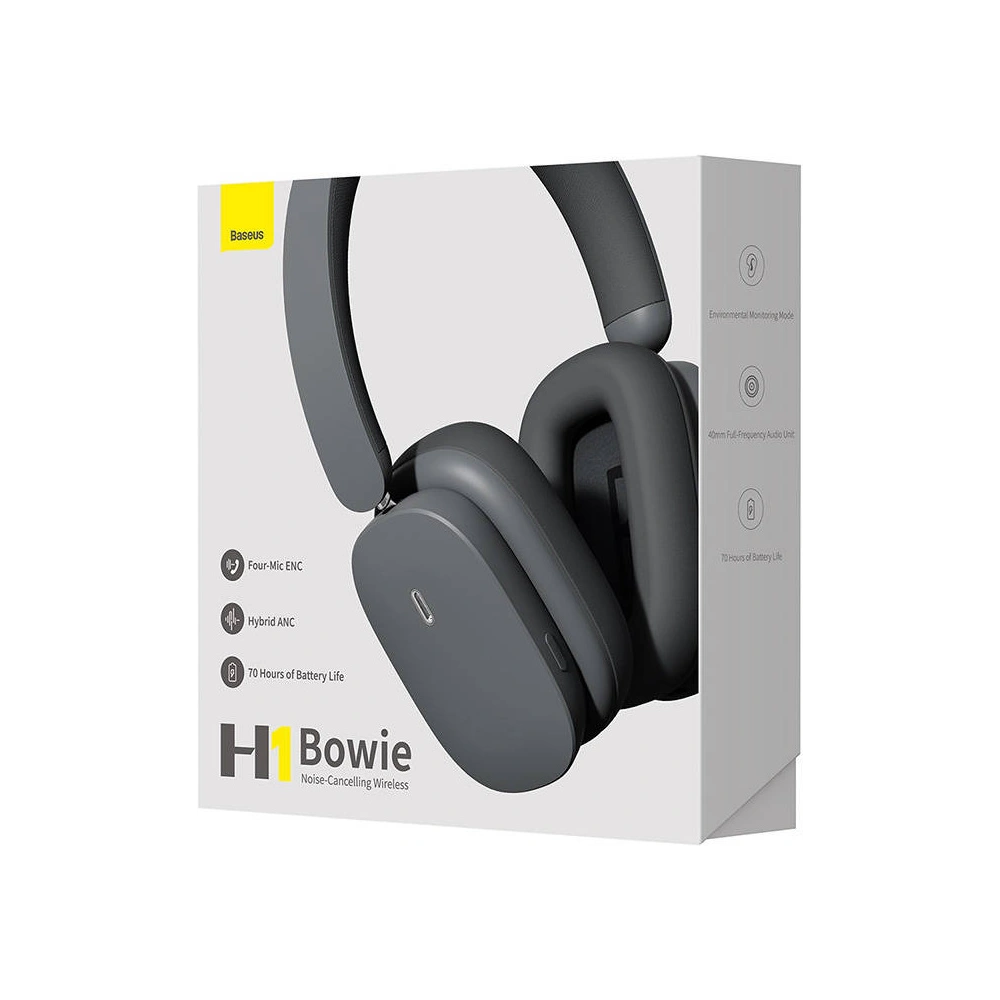 Słuchawki bezprzewodowe nauszne Baseus Bowie H1 Bluetooth 5.2 ANC szare