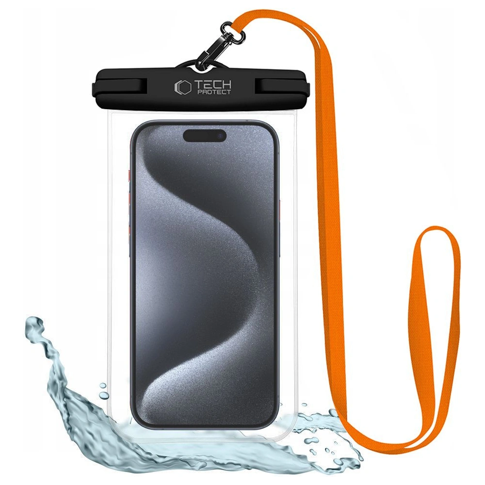 Etui wodoszczelne Tech-Protect UWC7 Universal Waterproof Case 6.9" black/orange