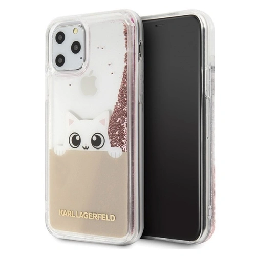 Kup Karl Lagerfeld KLHCN65PABGNU iPhone 11 Pro Max rózsaszín-arany/hard case PEEK A BOO Liquid Glitter - KLD178RS - {ean13} - Sklep Home Screen