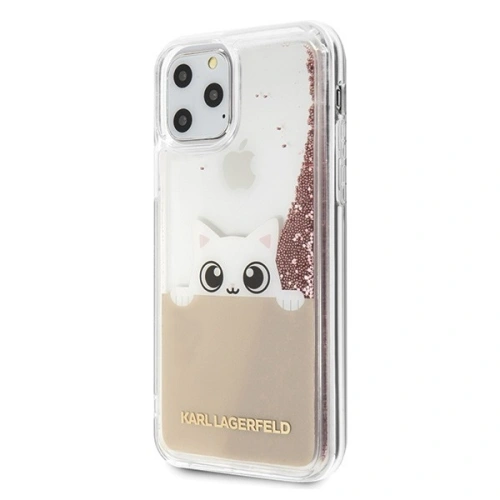 Kup Karl Lagerfeld KLHCN65PABGNU iPhone 11 Pro Max rózsaszín-arany/hard case PEEK A BOO Liquid Glitter - KLD178RS - {ean13} - Sklep Home Screen