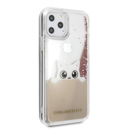 Kup Karl Lagerfeld KLHCN65PABGNU iPhone 11 Pro Max rózsaszín-arany/hard case PEEK A BOO Liquid Glitter - KLD178RS - {ean13} - Sklep Home Screen