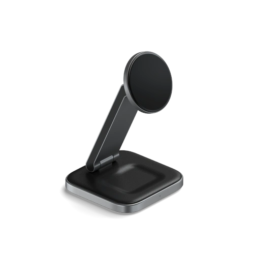 Buy Satechi 2-in-1 Foldable Charging Stand Qi2 wireless charger for two devices space gray - STH135 - {ean13} - Home Screen Store Europe
