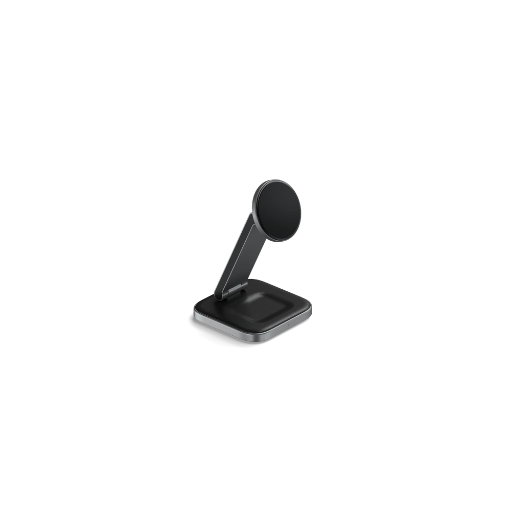 Ładowarka bezprzewodowa Satechi 2-in-1 Foldable Charging Stand Qi2 do dwóch urządzeń space gray
