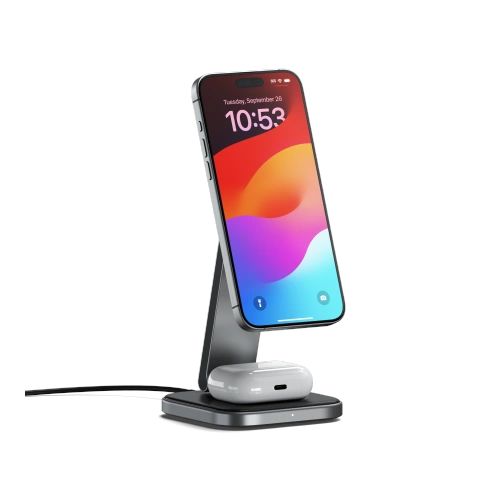 Kup Ładowarka bezprzewodowa Satechi 2-in-1 Foldable Charging Stand Qi2 do dwóch urządzeń space gray - STH135 - {ean13} - Sklep Home Screen