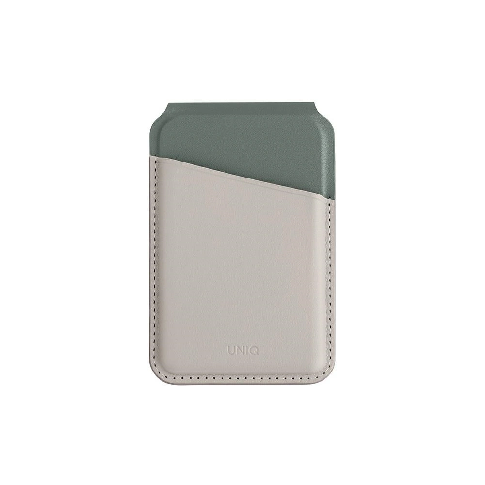 Portfel magnetyczny RFID z funkcją podstawki UNIQ Lyden DS beżowo-zielony/ivory-lichen green