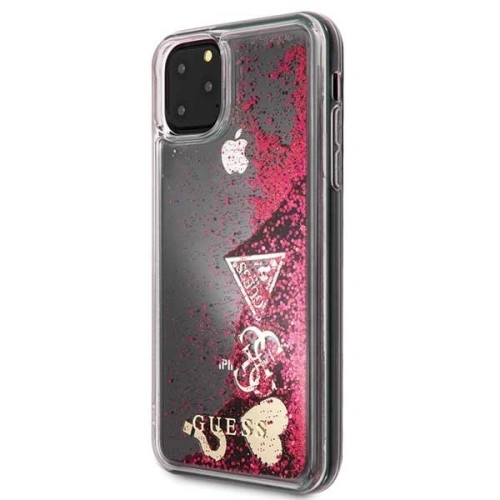 Buy Guess GUHCN65GLHFLRA iPhone 11 Pro Max raspberry hard case Glitter Hearts - GUE259HEA - {ean13} - Home Screen Store Europe