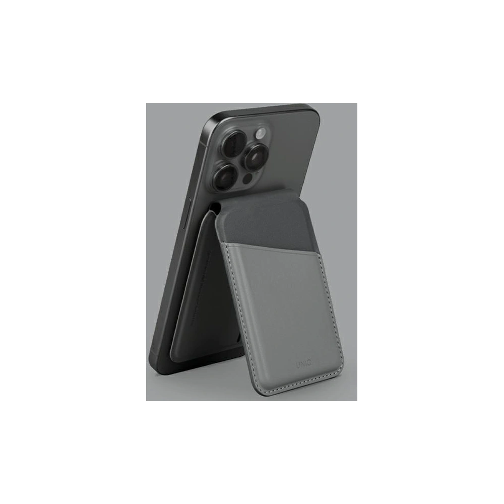Portfel magnetyczny RFID z funkcją podstawki UNIQ Lyden DS szaro-czarny/charcoal grey-black