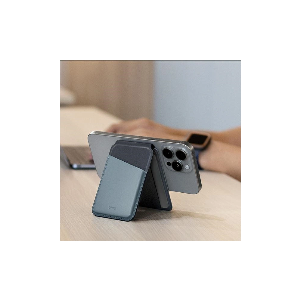 Portfel magnetyczny RFID z funkcją podstawki UNIQ Lyden DS szaro-czarny/charcoal grey-black